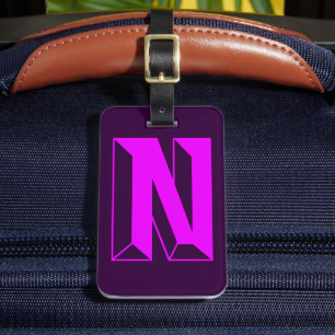 Modern Monogram Initial Letter N Luggage Tag