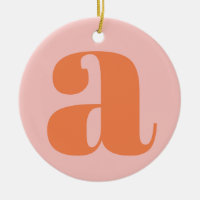 Modern Monogram Initial Letter Pastel Pink Orange