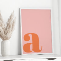 Modern Monogram Initial Letter Pastel Pink Orange