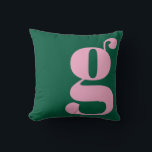 Modern Monogram Initial Letter Preppy Pink Green Cushion<br><div class="desc">This preppy monogram pillow features an oversized lowercase initial in pink against a deep green background. The bold, modern letterform adds personality and charm to teen rooms, dorms, and cozy spaces. Its clean, stylish look makes it easy to mix with colorful decor or classic prep accents. A fun, expressive design...</div>