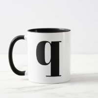 Modern Monogram Initial Letter q Black and White