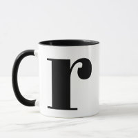 Modern Monogram Initial Letter r Black and White