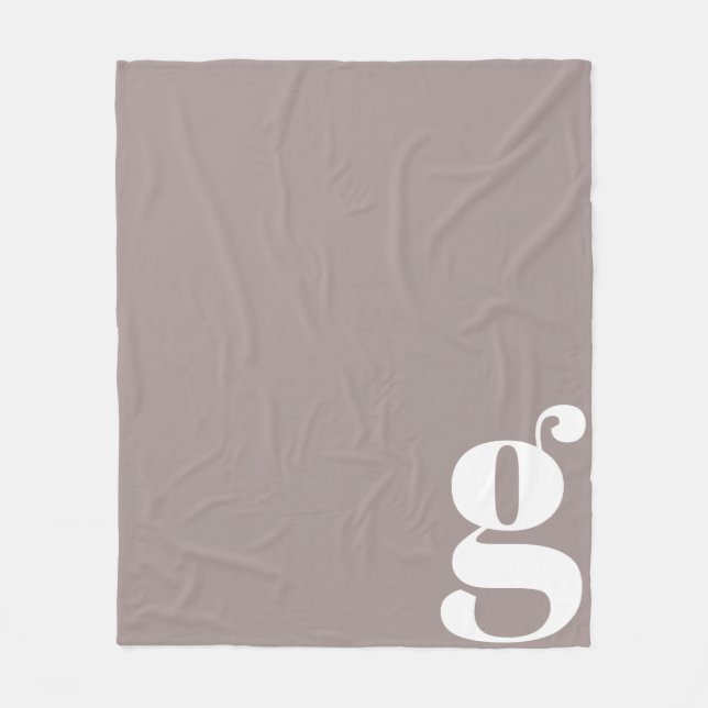 Modern Monogram Initial Letter Rustic Taupe Fleece Blanket (Front)