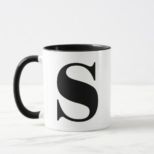Modern Monogram Initial Letter s Black and White Mug