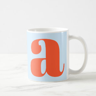 Modern Monogram Initial Letter Soft Blue Orange Coffee Mug