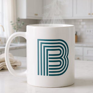 Modern Monogram Initial Letter Stylish Teal Green Coffee Mug