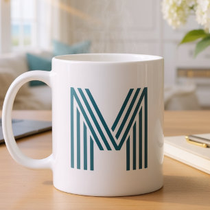 Modern Monogram Initial Letter Stylish Teal Green Coffee Mug