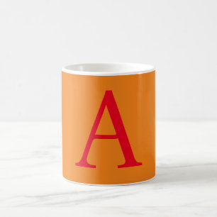 Modern Monogram Initial Letter Trendy Orange Red Coffee Mug