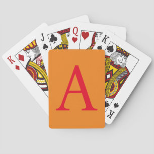 Modern Monogram Initial Letter Trendy Orange Red Playing Cards