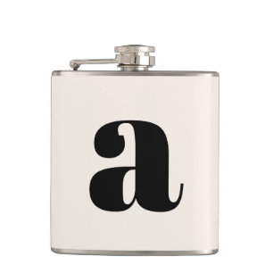 Modern Monogram Initial Letter Wedding Bold White Hip Flask