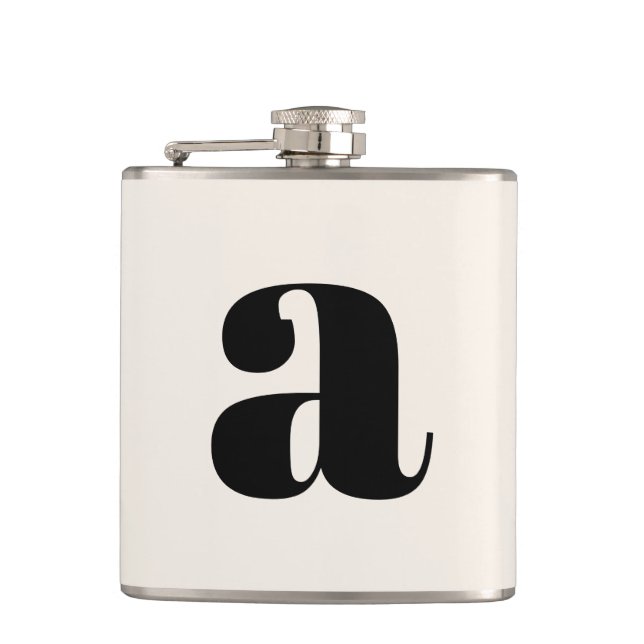 Modern Monogram Initial Letter Wedding Bold White Hip Flask (Front)