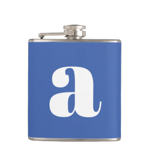 Modern Monogram Initial Letter Wedding Bright Blue Hip Flask