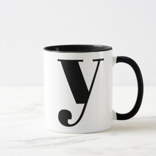 Modern Monogram Initial Letter y Black and White Mug