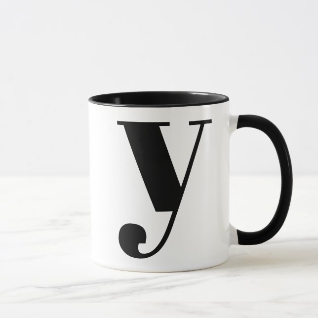 Modern Monogram Initial Letter y Black and White Mug (Right)