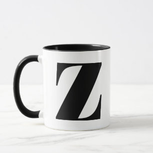 Modern Monogram Initial Letter Z Black and White Mug