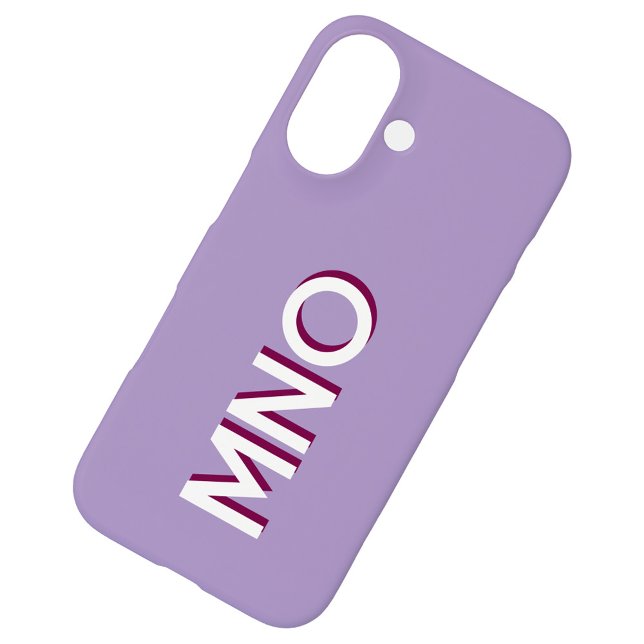 Modern Monogram Initial Lilac Drop Shadow Case-Mate iPhone Case (Personalized monogram initials modern drop shadow typography cell phone case)