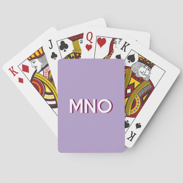 Modern Monogram Initial Lilac Playing Cards (Back)