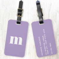 Modern Monogram Initial Lilac Purple