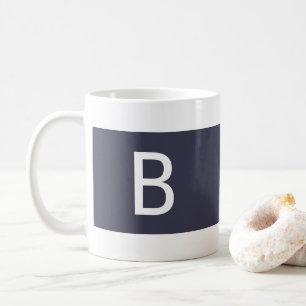 Modern Monogram Initial Minimalist Blue White Cute Coffee Mug