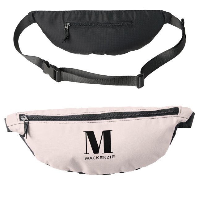Modern Monogram Initial Name Blush Pink Bum Bags (Simple monogram initial name personalized blush pink fanny pack bag)