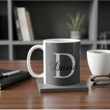 Modern Monogram Initial & Name Mug | Elegant Scrip