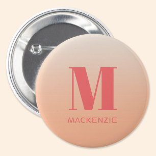 Modern Monogram Initial Name Peach Gradient 3 Cm Round Badge