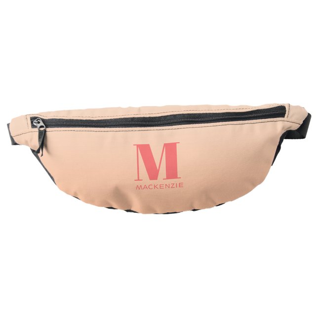 Modern Monogram Initial Name Peach Gradient Bum Bags (Monogram initial name personalized peach fanny pack)