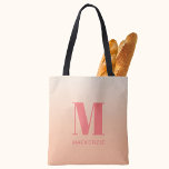 Modern Monogram Initial Name Peach Gradient Tote Bag<br><div class="desc">Modern typography minimalist monogram initial name design which can be changed to personalise on a peach gradient background.</div>