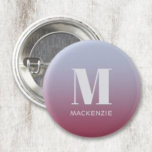 Modern Monogram Initial Name Pink Blue Gradient 3 Cm Round Badge