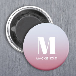 Modern Monogram Initial Name Pink Blue Gradient Magnet