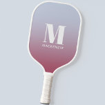 Modern Monogram Initial Name Pink Blue Gradient Pickleball Paddle<br><div class="desc">Modern typography minimalist monogram initial name design which can be changed to personalise.  White on a magenta pink to pale blue gradient background.</div>