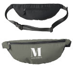 Modern Monogram Initial Name Sage Green Bum Bags<br><div class="desc">Modern typography minimalist monogram initial design which can be changed to personalise.</div>