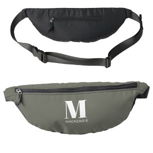 Modern Monogram Initial Name Sage Green Bum Bags