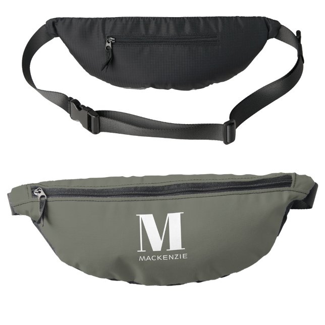 Modern Monogram Initial Name Sage Green Bum Bags (Simple monogram initial personalized name sage green fanny pack)