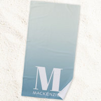 Modern Monogram Initial Name Teal Aqua Gradient