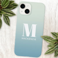 Modern Monogram Initial Name Teal Aqua Gradient