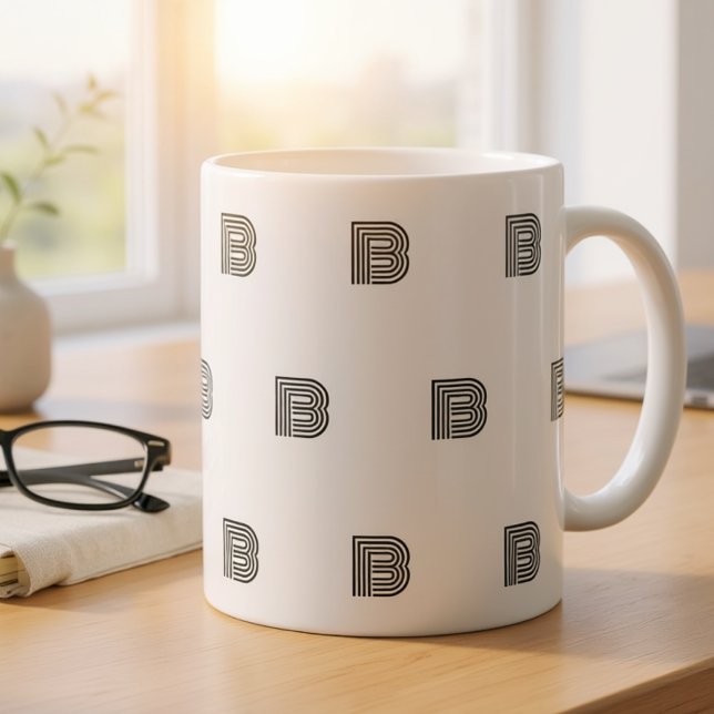 Modern Monogram Initial Pattern Minimal Coffee Mug (Creator Uploaded)