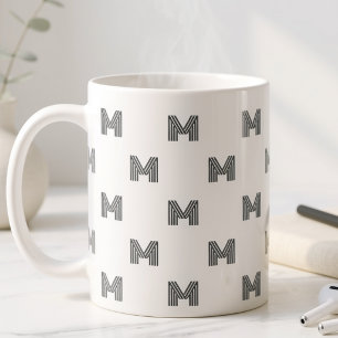 Modern Monogram Initial Pattern Minimal Coffee Mug