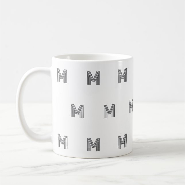 Modern Monogram Initial Pattern Minimal Coffee Mug (Left)