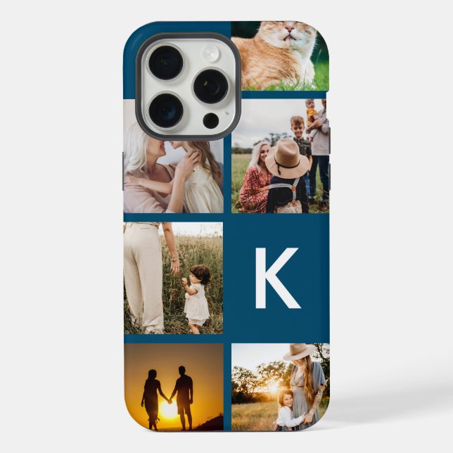Modern Monogram Initial Photo Collage iPhone Case (Back)