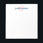 Modern Monogram Initial Pink and Blue Personalised Notepad<br><div class="desc">This modern notepad features a simple single line monogram with a highlighted initial.  Use the template form to add your personalisation.</div>