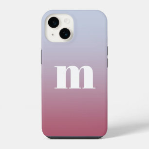 Modern Monogram Initial Pink Blue Gradient iPhone 14 Case