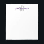 Modern Monogram Initial, Purple-Grey Personalised Notepad<br><div class="desc">This modern notepad features a simple single line monogram with a highlighted initial.  Use the template form to add your personalisation.</div>