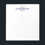 Modern Monogram Initial, Purple-Grey Personalised Notepad<br><div class="desc">This modern notepad features a simple single line monogram with a highlighted initial.  Use the template form to add your personalisation.</div>