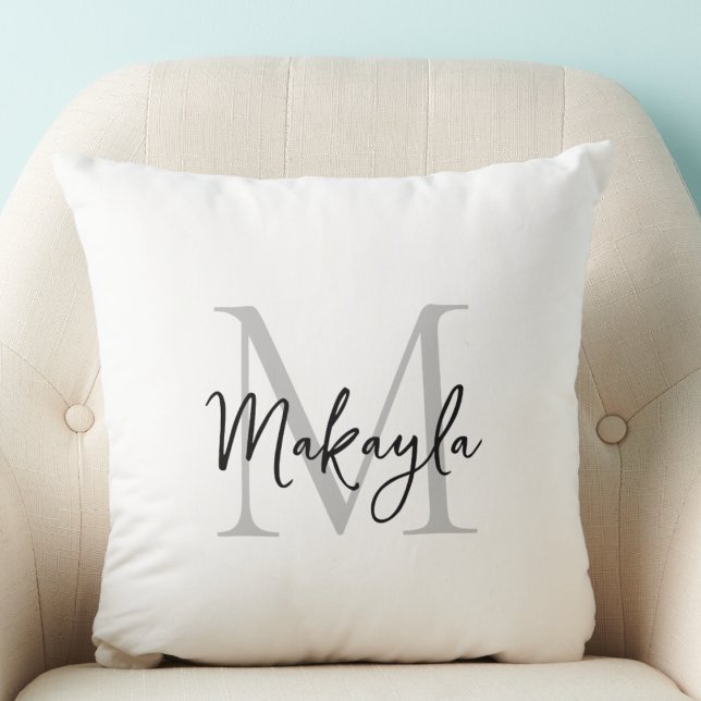 Modern Monogram Initial Script Name Cushion (Creator Uploaded)