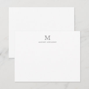 Modern Monogram Initial Silver Grey Note Card