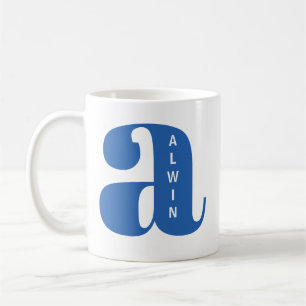 Modern Monogram Initial with customised name Coffee Mug