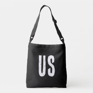 Modern monogram initials black and white crossbody bag