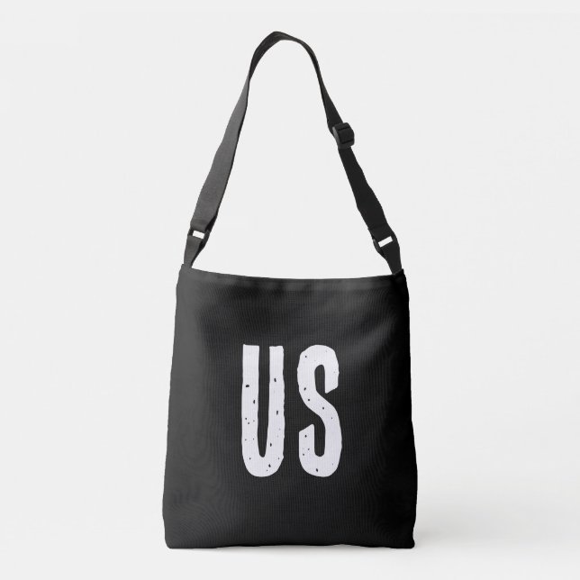 Modern monogram initials black and white crossbody bag (Back)