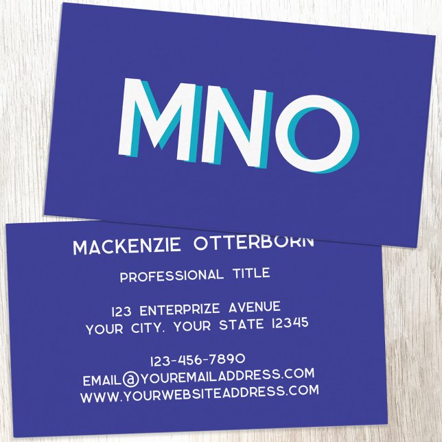 Modern Monogram Initials Drop Shadow Business Card (Monogram initials drop shadow personalized professional business cards)
